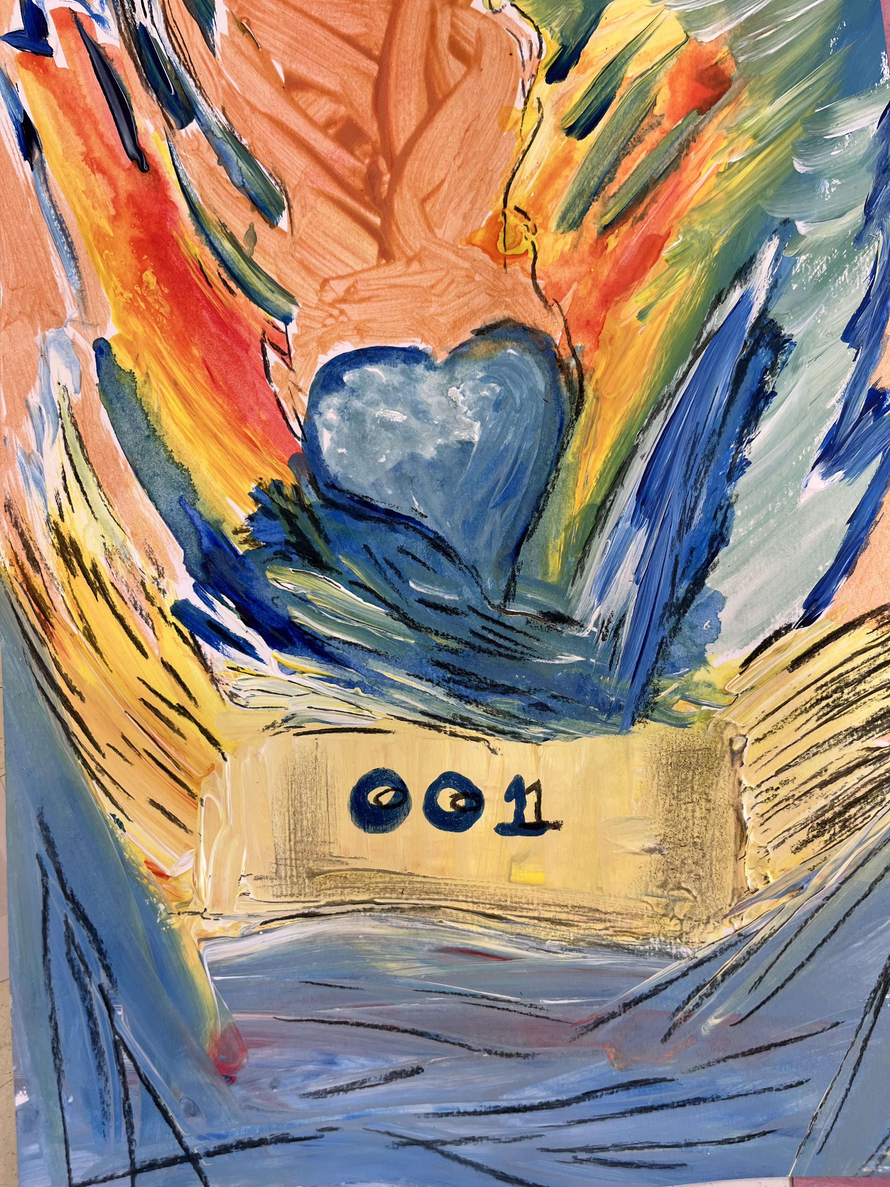 The Heart Does Not Burn acrylic and watercolour original artwork